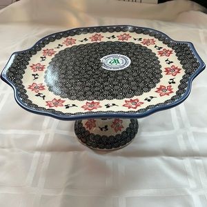 Polish Pottery Cake Stand